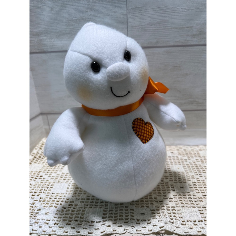 Hallmark Ghost Plush Halloween White Soft Stuffed Toyโ Orange Ribbon Plaid Heart